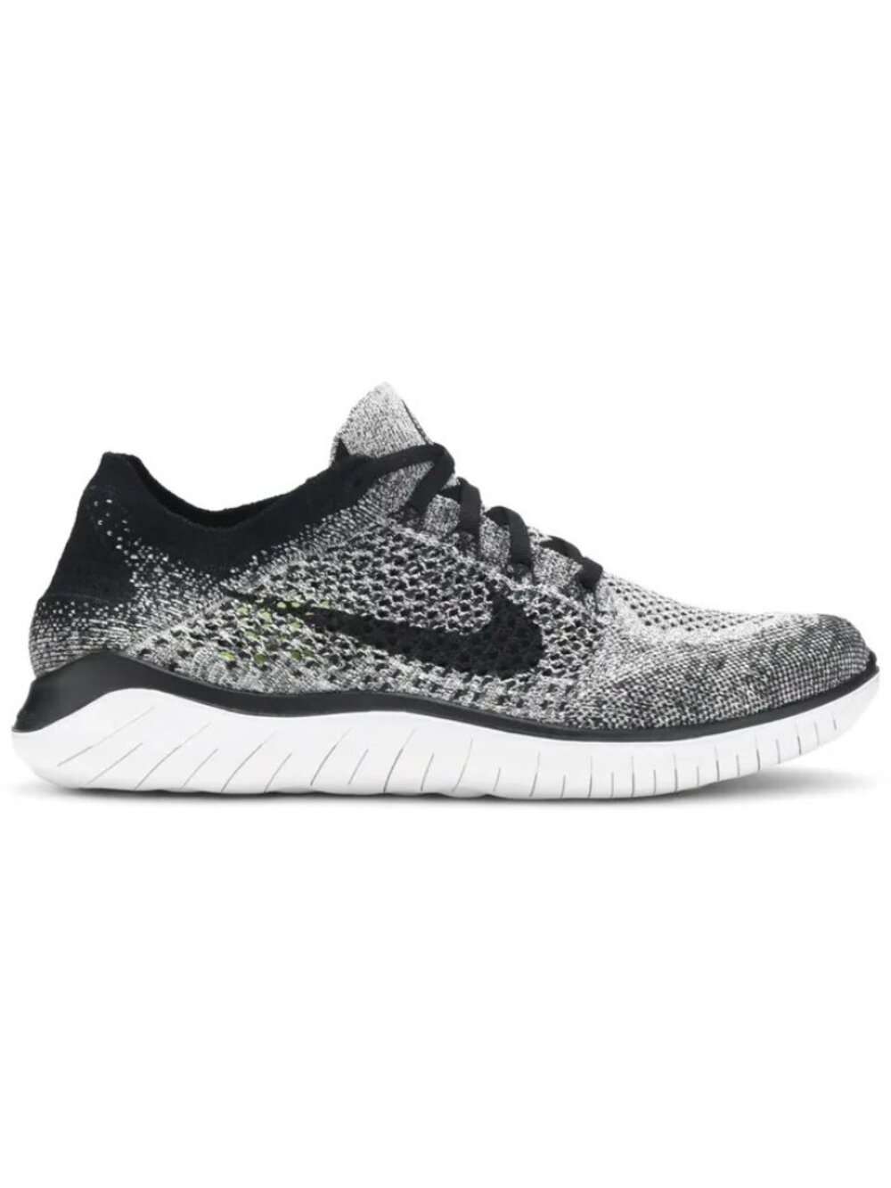 Nike Free RN Flyknit 2018 Oreo Womens Size 6 Running Shoes Sneakers 942839-101